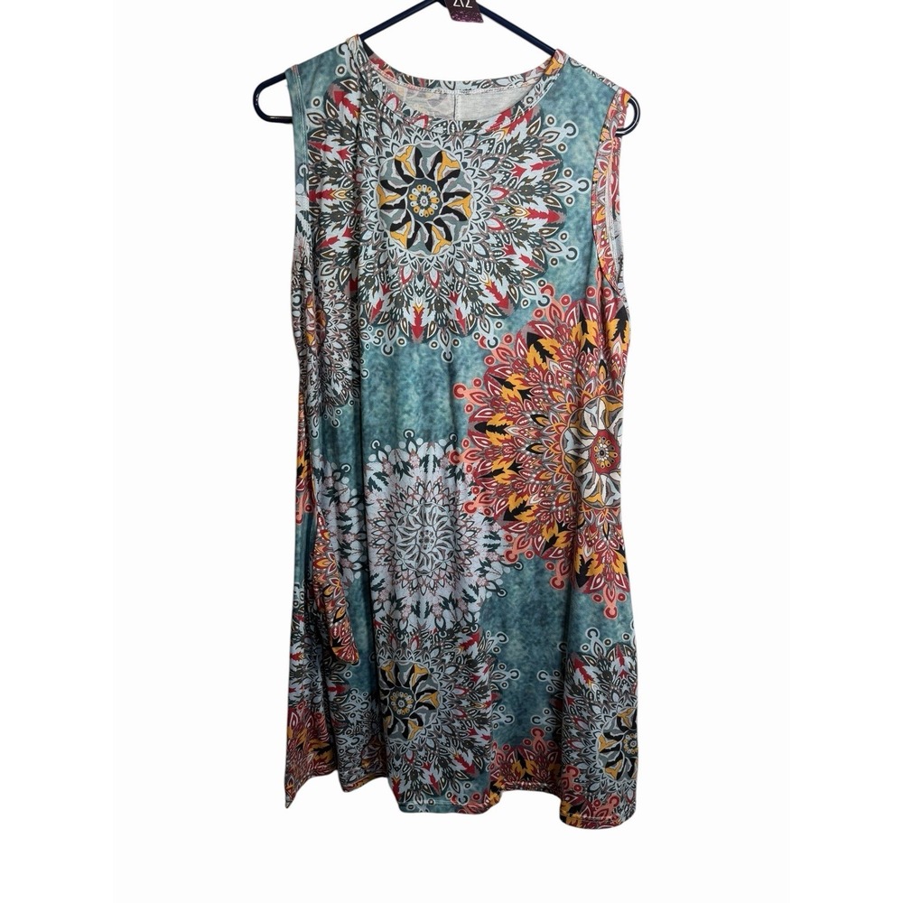 womens colorful sleeveless tank top‎ dress with pockets plus size 2XL XXL